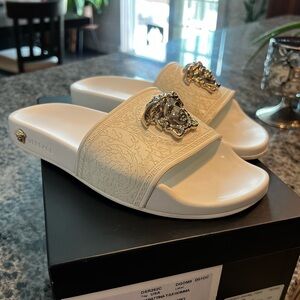 Versace White Slides